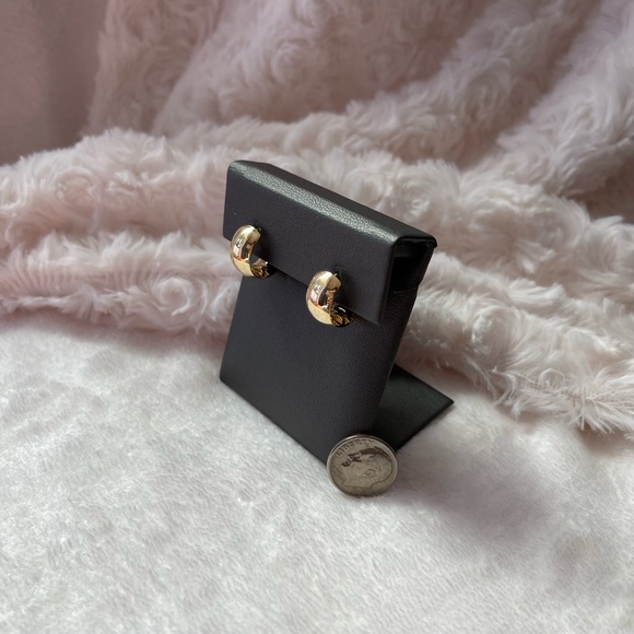 MIA FIORE Made In Italy 14kt Gold Polished Thick Chunky Huggie Earrings - Picture 4 of 13